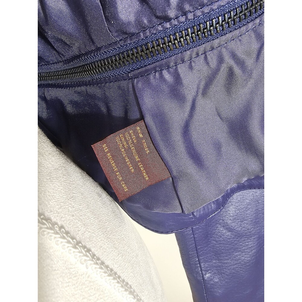 Hal Rubenstein Small Dark Purple Leather Blazer Jacket Retro Cropped - Picture 10 of 11